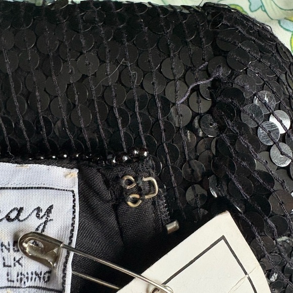 Vtg Stenay Black Multi Color Floral Silk Beaded Sequin Evening Blouse Top Size S - Picture 12 of 12